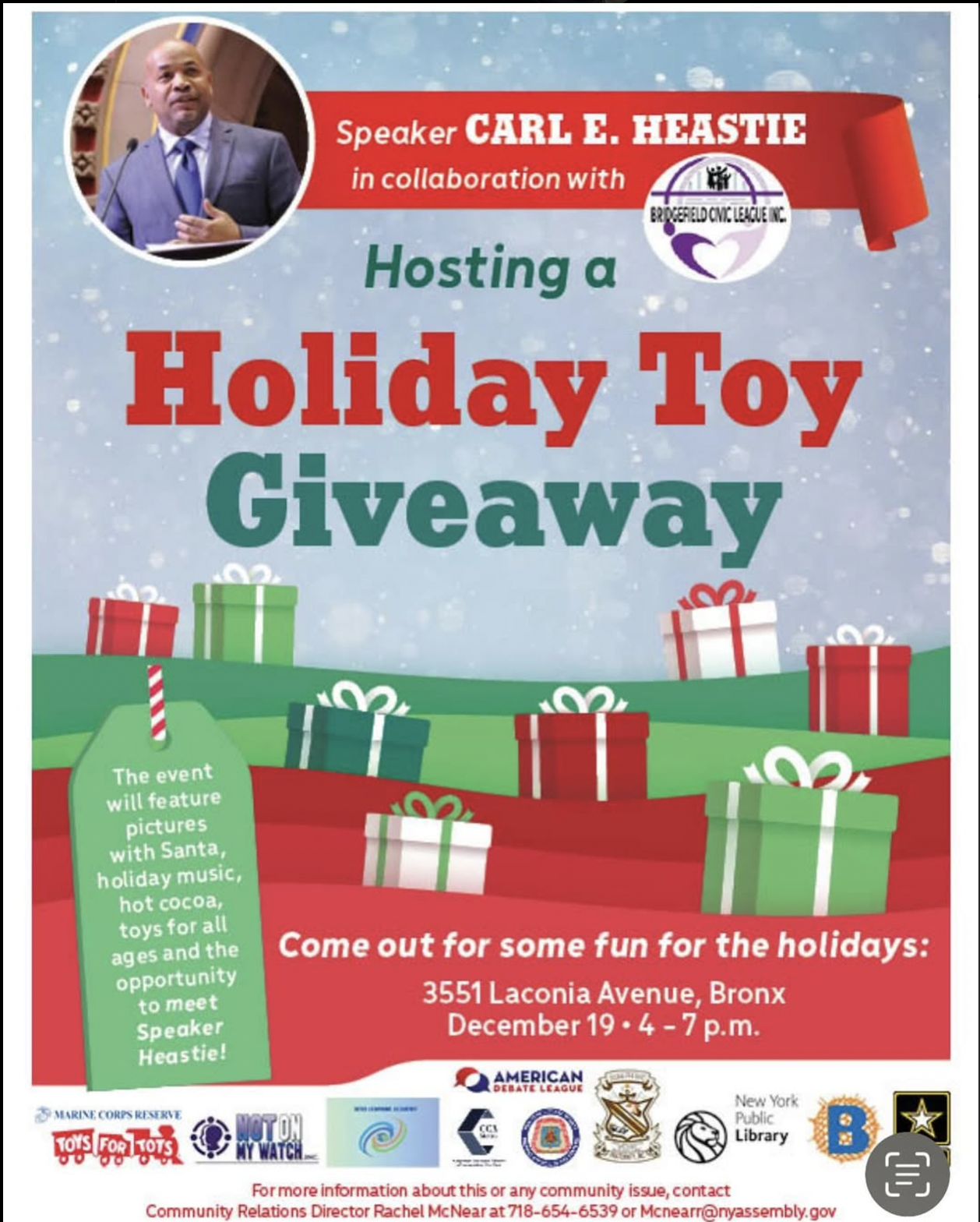 Assemblymember Heastie's Toy Drive & Holiday Celebration in the Bronx